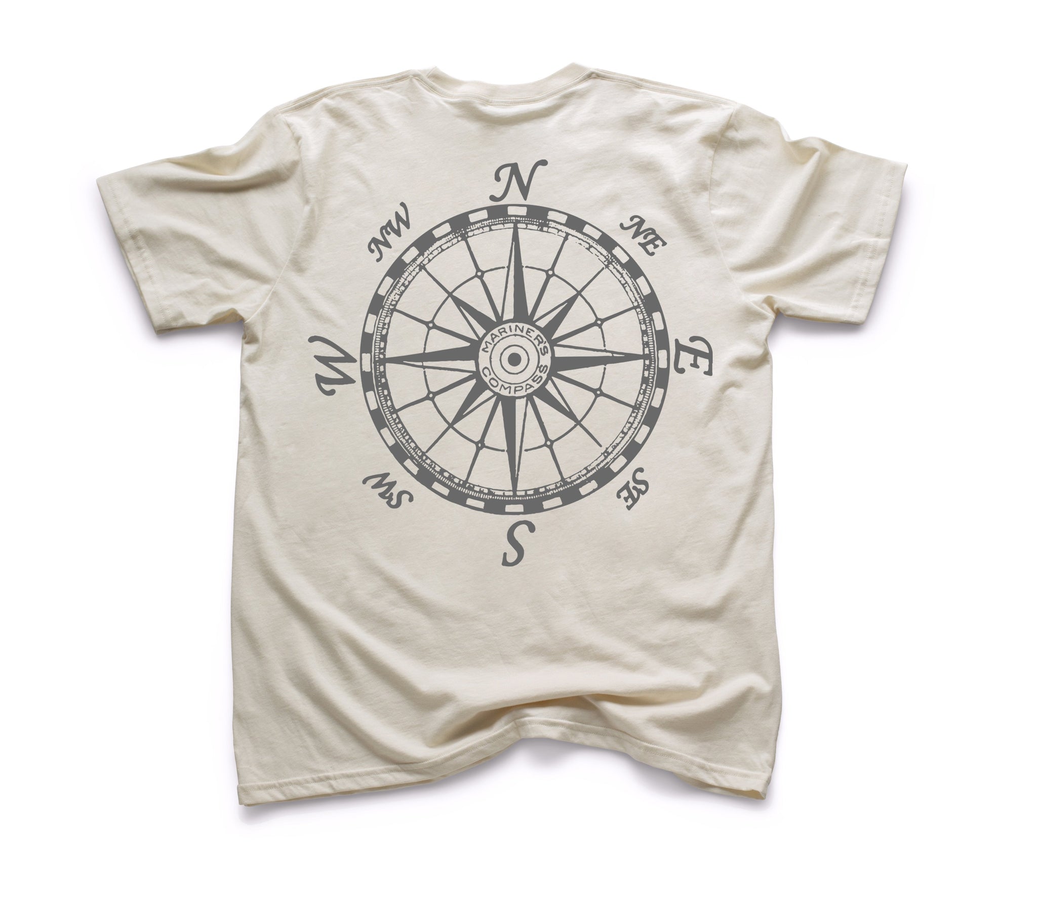 Mariner's Compass Organic Short Sleeve - Natural w/ Grey Design