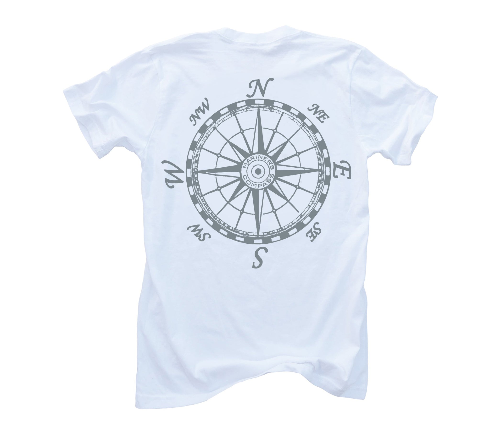 Mariner's Compass Organic Short Sleeve - White w/ Grey Design